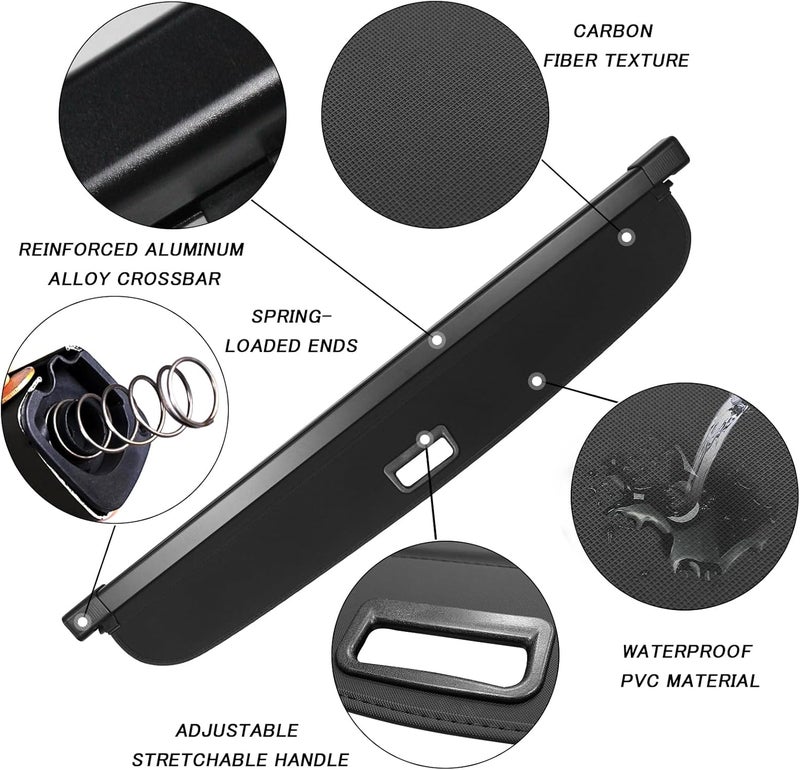 Sze Cargo Cover for Lincoln Nautilus 2024 2025 Accessories Retractable Trunk Cover Black Rear Trunk Security Cover Shielding Shade Waterproof-New Upgrade - Image 2